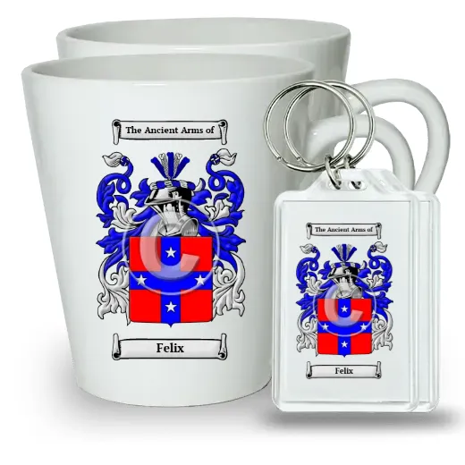 Felix Pair of Latte Mugs and Pair of Keychains