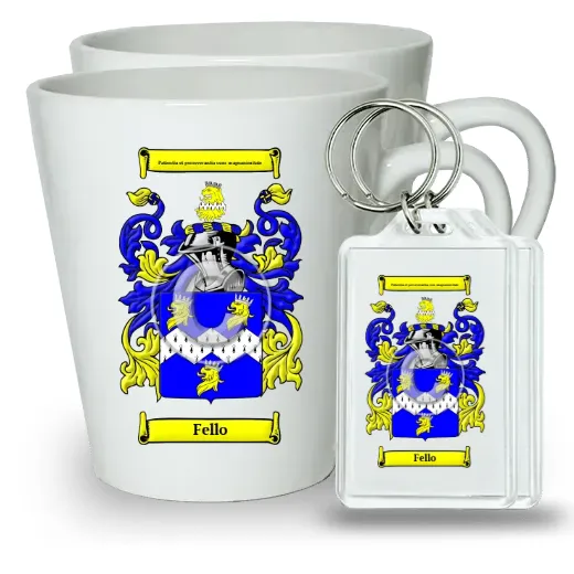 Fello Pair of Latte Mugs and Pair of Keychains