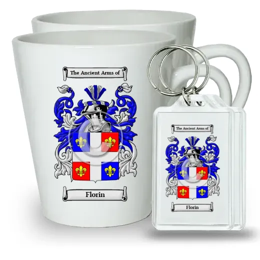 Florin Pair of Latte Mugs and Pair of Keychains