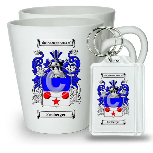 Freiberger Pair of Latte Mugs and Pair of Keychains