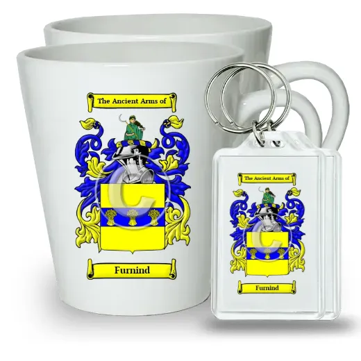 Furnind Pair of Latte Mugs and Pair of Keychains
