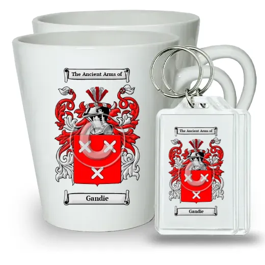 Gandie Pair of Latte Mugs and Pair of Keychains