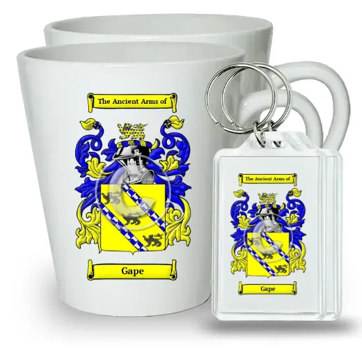Gape Pair of Latte Mugs and Pair of Keychains