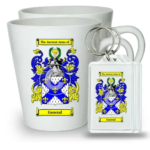 Gauend Pair of Latte Mugs and Pair of Keychains