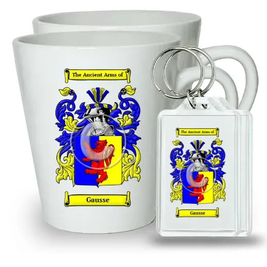 Gausse Pair of Latte Mugs and Pair of Keychains