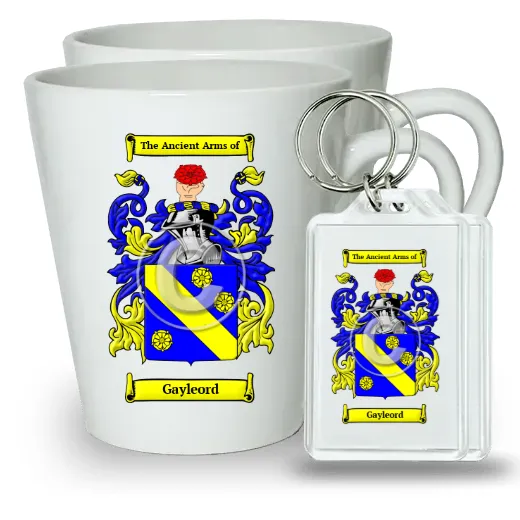 Gayleord Pair of Latte Mugs and Pair of Keychains