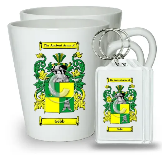 Gebb Pair of Latte Mugs and Pair of Keychains