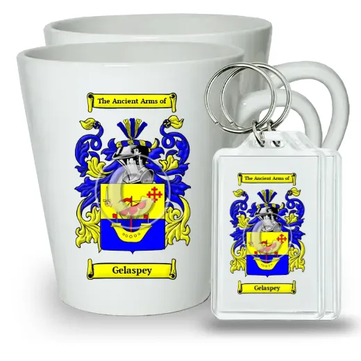 Gelaspey Pair of Latte Mugs and Pair of Keychains