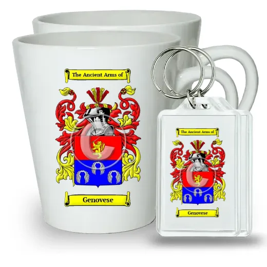 Genovese Pair of Latte Mugs and Pair of Keychains