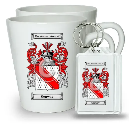 Genway Pair of Latte Mugs and Pair of Keychains