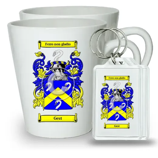 Gest Pair of Latte Mugs and Pair of Keychains