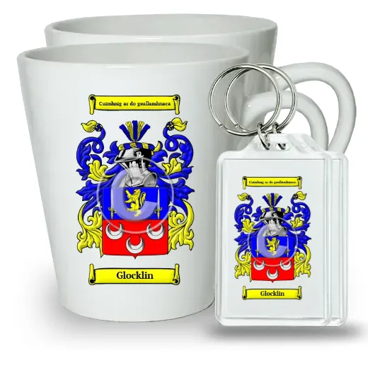 Glocklin Pair of Latte Mugs and Pair of Keychains