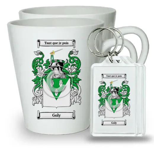 Goly Pair of Latte Mugs and Pair of Keychains