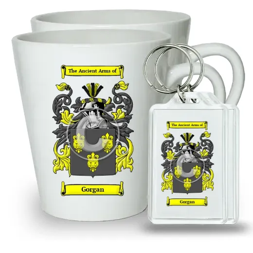 Gorgan Pair of Latte Mugs and Pair of Keychains