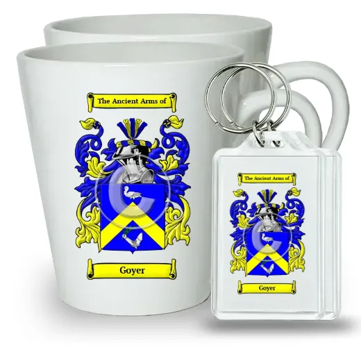 Goyer Pair of Latte Mugs and Pair of Keychains