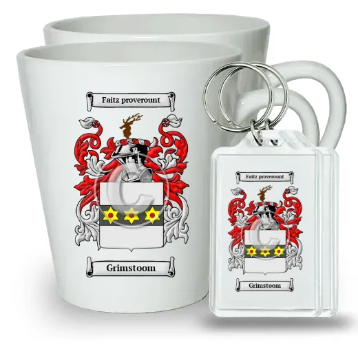 Grimstoom Pair of Latte Mugs and Pair of Keychains