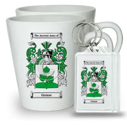 Grosse Pair of Latte Mugs and Pair of Keychains