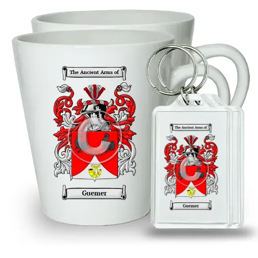 Guemer Pair of Latte Mugs and Pair of Keychains