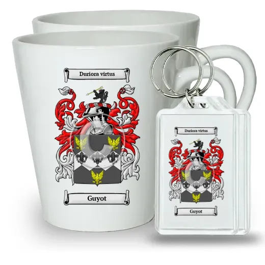 Guyot Pair of Latte Mugs and Pair of Keychains