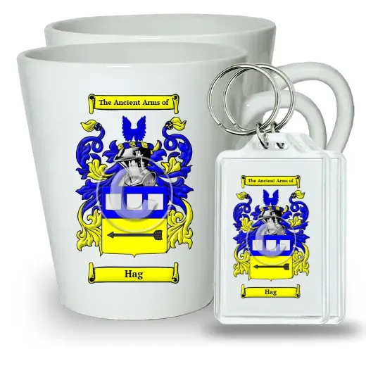 Hag Pair of Latte Mugs and Pair of Keychains