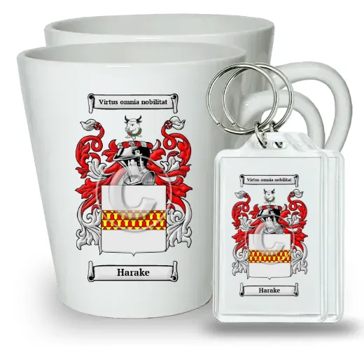 Harake Pair of Latte Mugs and Pair of Keychains