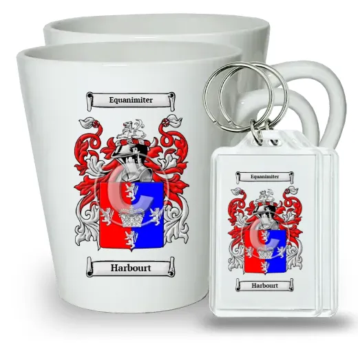 Harbourt Pair of Latte Mugs and Pair of Keychains
