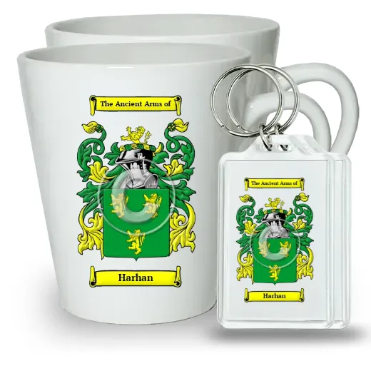 Harhan Pair of Latte Mugs and Pair of Keychains