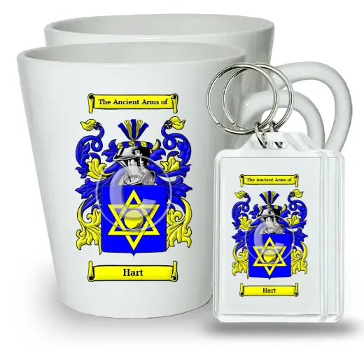 Hart Pair of Latte Mugs and Pair of Keychains