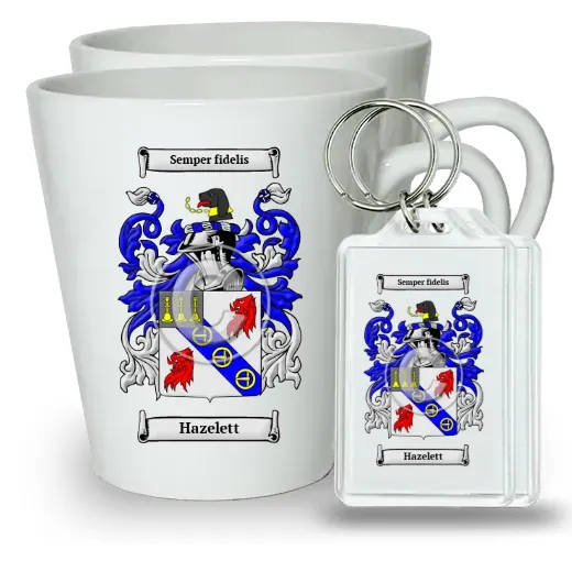 Hazelett Pair of Latte Mugs and Pair of Keychains