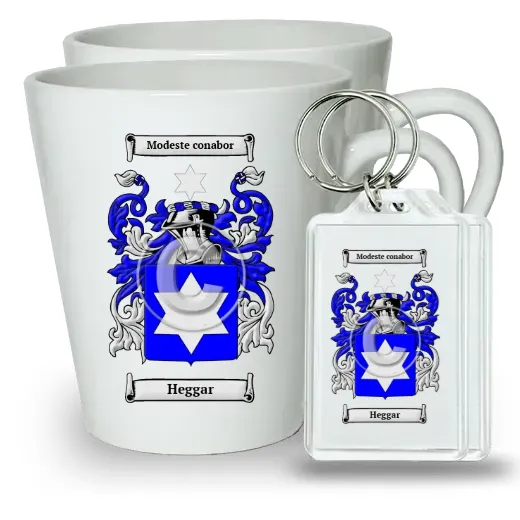 Heggar Pair of Latte Mugs and Pair of Keychains