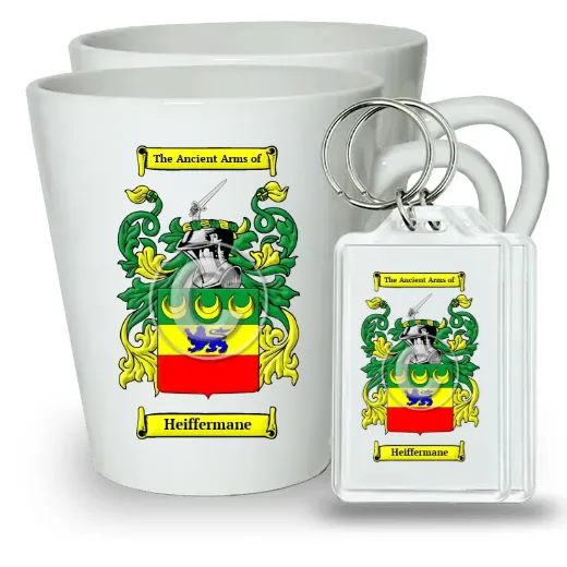 Heiffermane Pair of Latte Mugs and Pair of Keychains