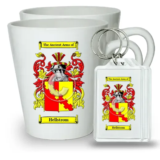 Hellstrom Pair of Latte Mugs and Pair of Keychains
