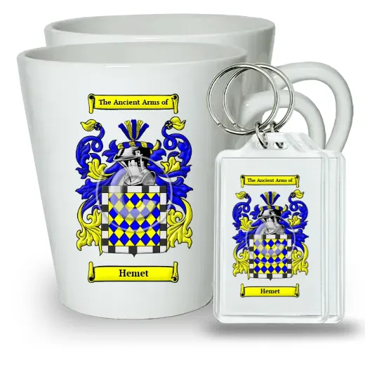 Hemet Pair of Latte Mugs and Pair of Keychains