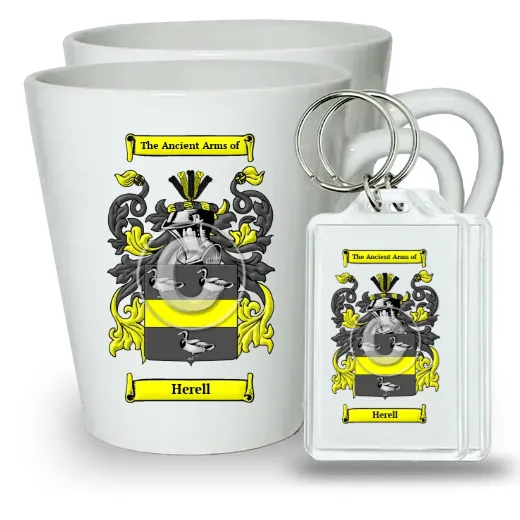 Herell Pair of Latte Mugs and Pair of Keychains
