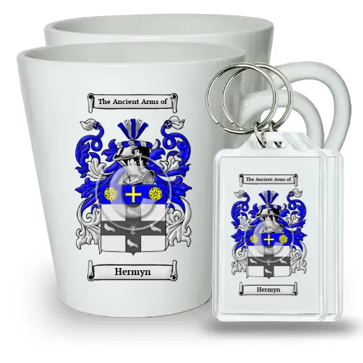 Hermyn Pair of Latte Mugs and Pair of Keychains