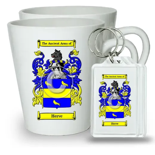 Herve Pair of Latte Mugs and Pair of Keychains