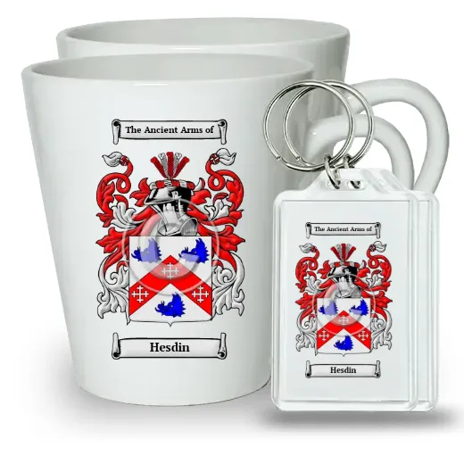 Hesdin Pair of Latte Mugs and Pair of Keychains