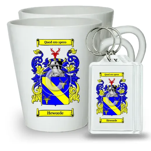 Heworde Pair of Latte Mugs and Pair of Keychains