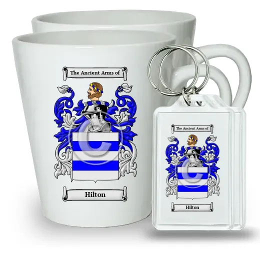 Hilton Pair of Latte Mugs and Pair of Keychains