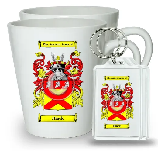 Hinck Pair of Latte Mugs and Pair of Keychains