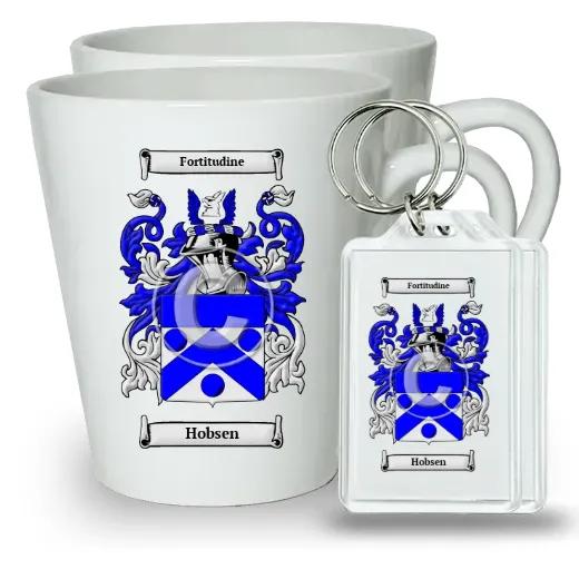 Hobsen Pair of Latte Mugs and Pair of Keychains