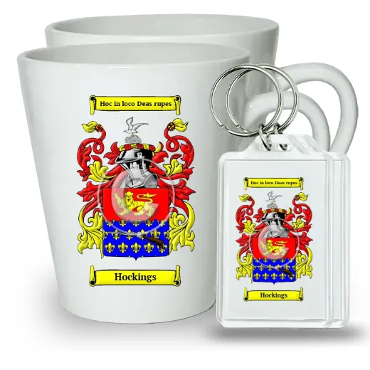 Hockings Pair of Latte Mugs and Pair of Keychains