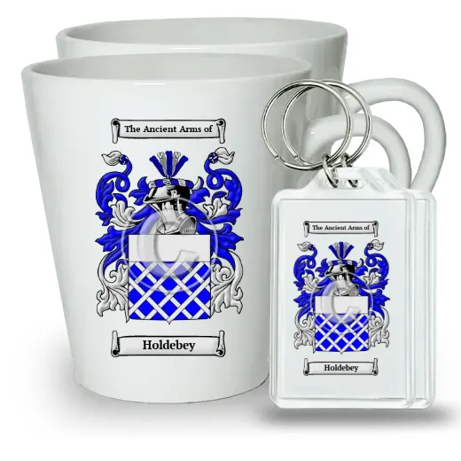Holdebey Pair of Latte Mugs and Pair of Keychains