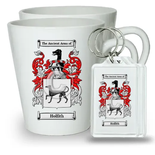 Holfith Pair of Latte Mugs and Pair of Keychains