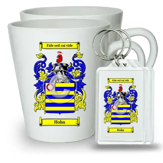 Holm Pair of Latte Mugs and Pair of Keychains