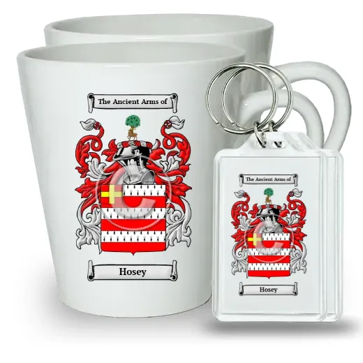 Hosey Pair of Latte Mugs and Pair of Keychains