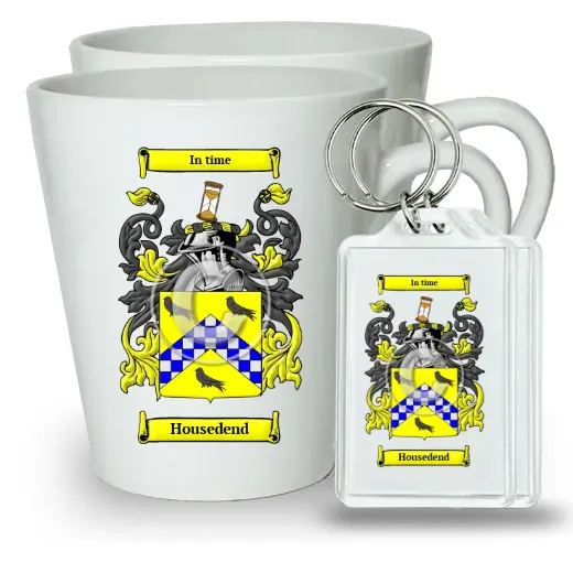 Housedend Pair of Latte Mugs and Pair of Keychains