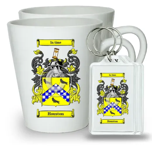 Houston Pair of Latte Mugs and Pair of Keychains
