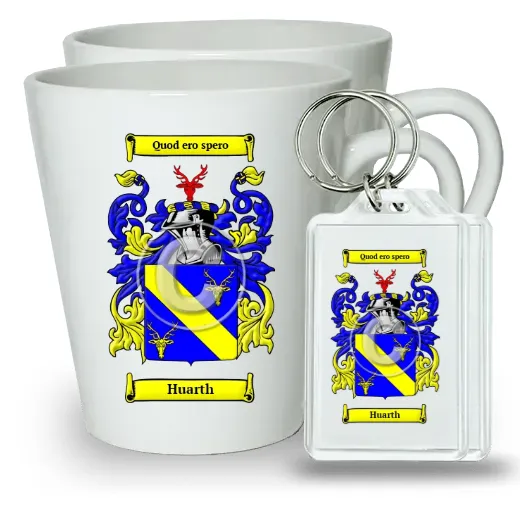 Huarth Pair of Latte Mugs and Pair of Keychains