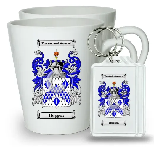 Huggen Pair of Latte Mugs and Pair of Keychains